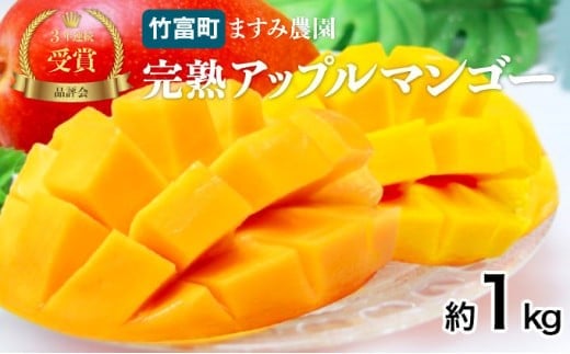 2026年 先行予約 アップルマンゴー 約1kg (2～4玉) 完熟 マンゴー ますみ農園 果物 フルーツ