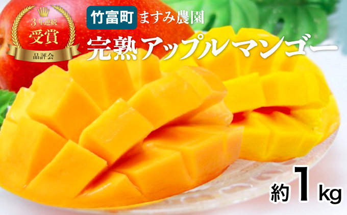 2026年 先行予約 アップルマンゴー 約1kg (2～4玉) 完熟 マンゴー ますみ農園 果物 フルーツ