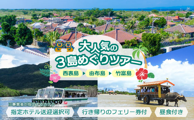 大人気の3島めぐりツアー 西表島・由布島・竹富島を満喫する日帰りツアー マングローブ遊覧＋水牛車＋選べる竹富島での過ごし方＜1日／昼食付＞【 旅行 体験チケット観光 大自然 体験ツアー 観光 沖縄 アクティビティ 】