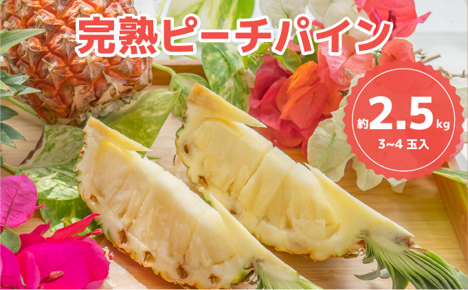 ☆新感覚の味わい☆桃のような芳醇な香りのする　『西表島産完熟ピーチパイン』 約2.5kg（3〜4個入）