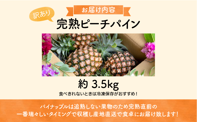 【訳あり】☆新感覚の味わい☆まるで桃のような甘〜い香り　『西表島産完熟ピーチパイン』 約3.5kg