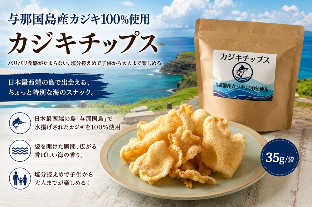 与那国島産 カジキ100%使用 カジキチップス （35g×3袋） NE-1 │ 沖縄県 与那国町 与那国島 おやつ スナック カジキ 揚げ菓子 セット 贈答 ギフト