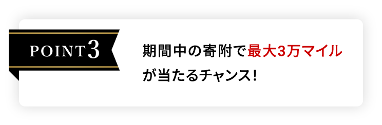 POINT3 期間中の寄附で最大3万マイルが当たるチャンス！