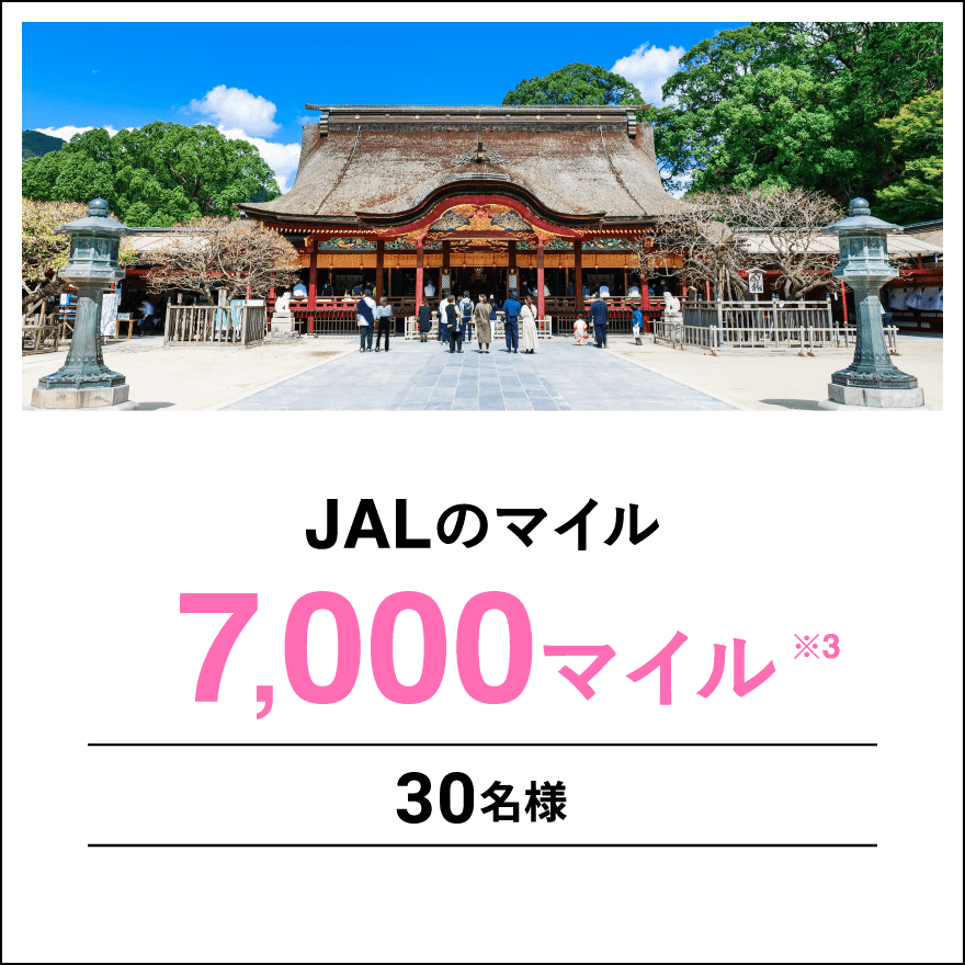 JALのマイル7,000マイル※3 30名様