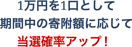1万円を1口として期間中の寄附額に応じて当選確率アップ！  