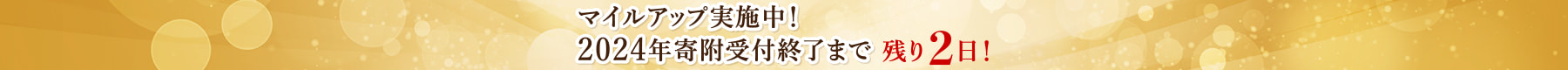 マイルアップ実施中！2024年寄附受付終了まで 残り2日！