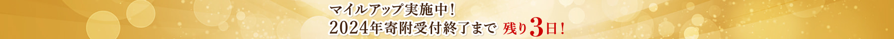 マイルアップ実施中！2024年寄附受付終了まで 残り3日！