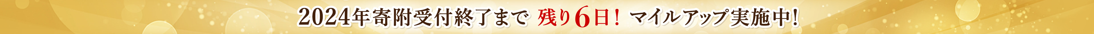 2024年寄附受付終了まで 残り6日！マイルアップ実施中！