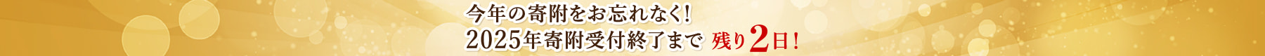 今年の寄附をお忘れなく！2025年寄附受付終了まで 残り2日！