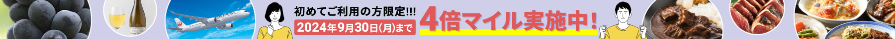 初めてご利用の方限定!!! 2024年9月30日(月)まで 4倍マイル実施中!