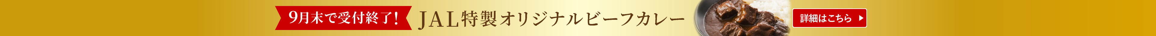 9月末で受付終了！JAL特製オリジナルビーフカレー 詳細はこちら
