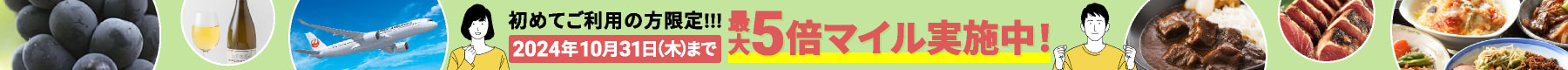 初めてご利用の方限定!!! 2024年10月31日(木)まで 4倍マイル実施中!