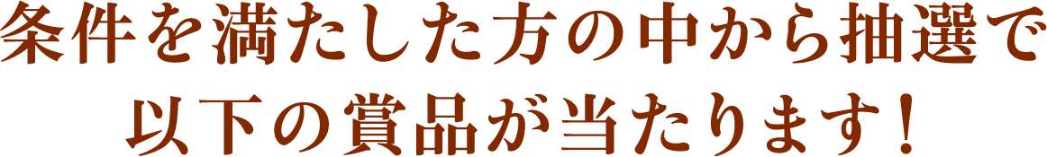 条件を満たした方の中から抽選で以下の賞品が当たります！
