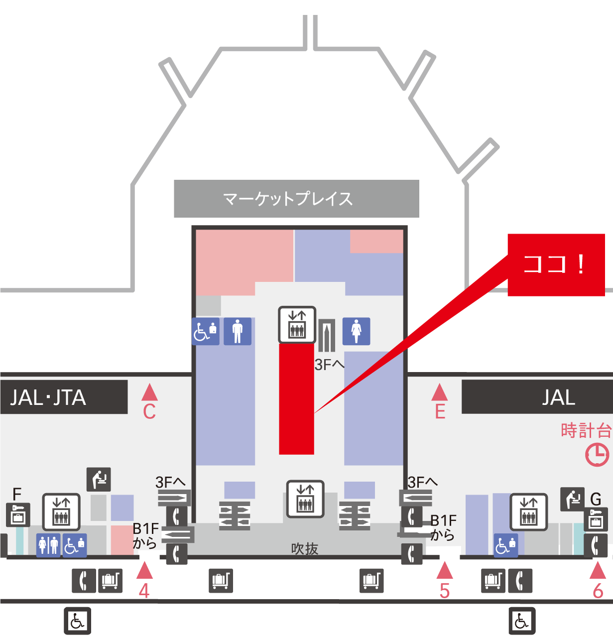 羽田空港　第1ターミナル2F マーケットプレイス イベントスペース 地図